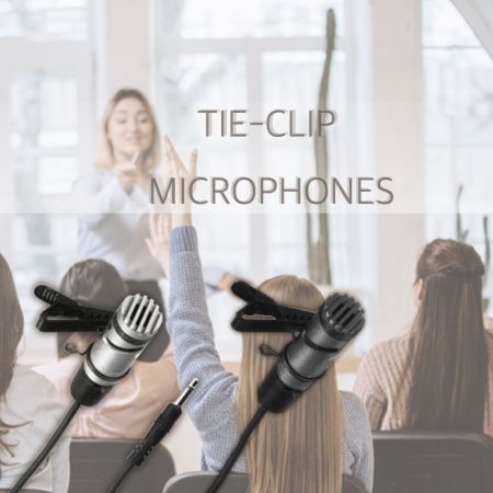 Микрофоны с зажимом на галстук - Микрофоны с зажимом на галстук с USB-адаптером питания.